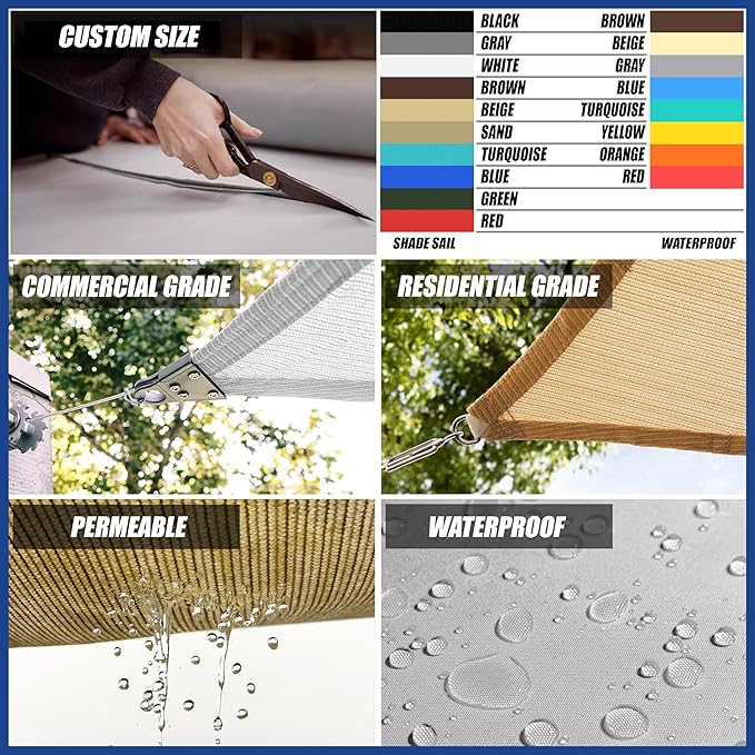 ShadeMart 15' x 20' x 25' Red Sun Shade Sail UPF50 Right Triangle smTAPT08 Canopy Fabric Cloth Screen, Water Air Permeable & UV Resistant, Heavy Duty (We Customize Size)