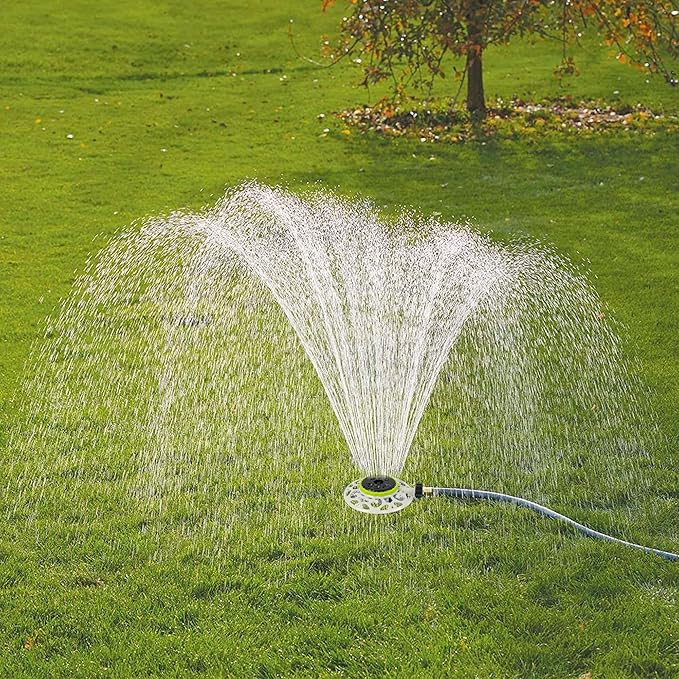 Hourleey Adjustable Turret Metal Sprinkler, 8 Mode Fixed Lawn Sprinkler for Yard with Hose Quick Connect Product Adapter for Garden Watering Irrigation