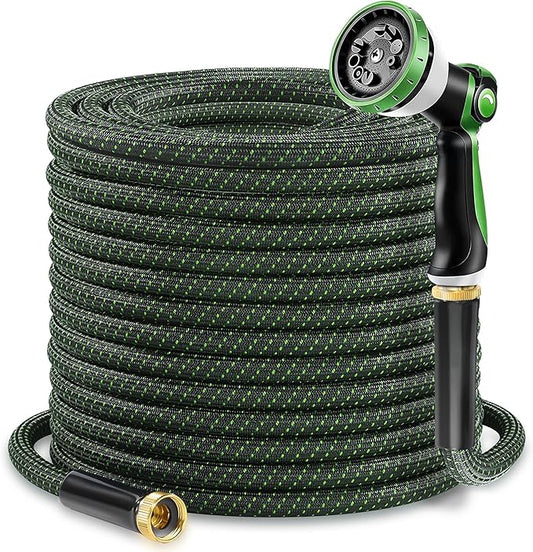 Garden Hose 50ft - Lightweight Water Hose, with 10-Pattern Nozzle, Triple-Layer Construction, All-Weather Hose,Flexible and Anti-Kink, Durable for Watering, Outdoor Use