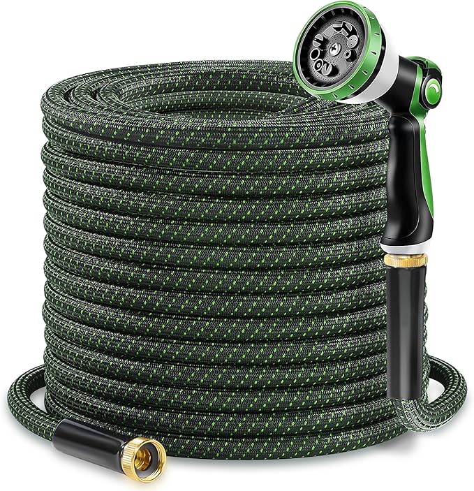 75ft Lightweight Non-Expandable Garden Hose with 10-Pattern Nozzle - Anti-Kink, Durable Triple-Layer Construction, Flexible All-Weather Hose for Watering, Car Wash, Pet Bathing