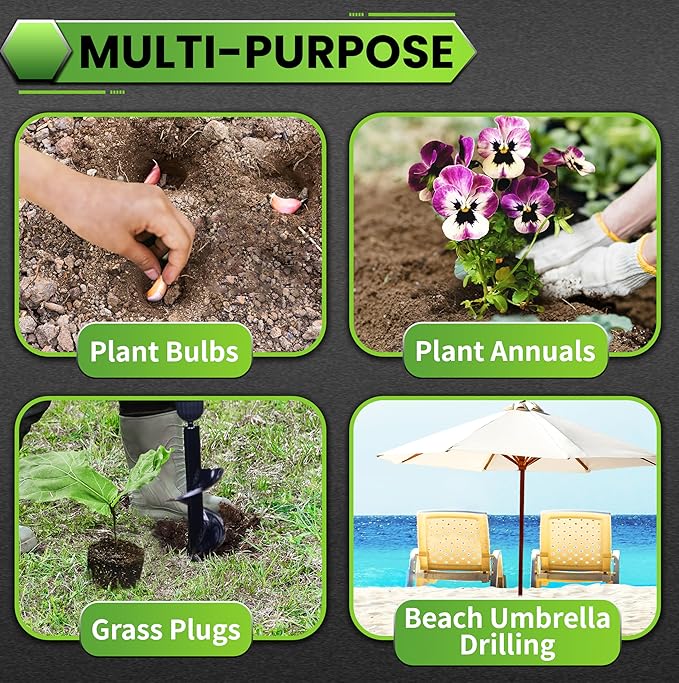 SYITCUN Auger Drill Bit for Planting - 3.5"X16" Heavy-Duty Garden Auger Spiral Drill Bit - Bulb Planter Tool & Auger Post Hole Digger - 3/8" Hex Drive Drill