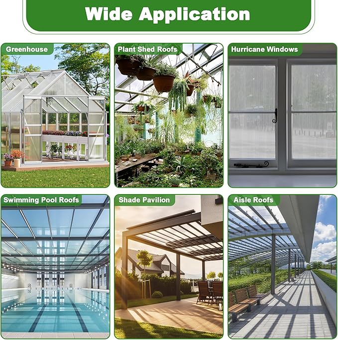 Quibbay 14PCS 4' X 2' X 0.32'' Polycarbonate Greenhouse Panels, Waterproof UV Protected Clear Polycarbonate Sheets Three-Layer Honeycomb Roof Panels, Corrugated Plastic Roofing Panels for Greenhouse