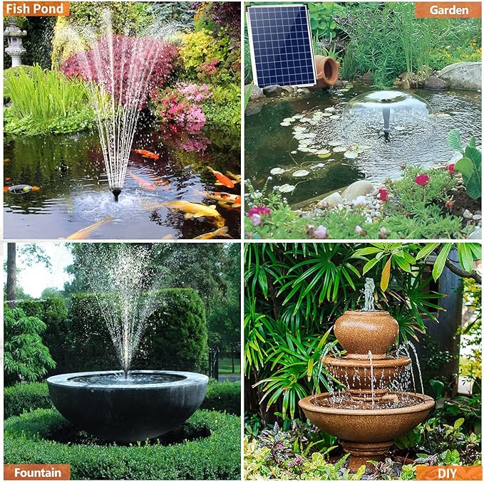 Antfraer 25W Solar Fountain Pump, Solar Water Pump 320GPH Flow Adjustable, Solar Powered Water Pump with 16.5Ft Cord Length for Small Pond, Fish Pond Bird Bath Garden Waterfall Hydroponics