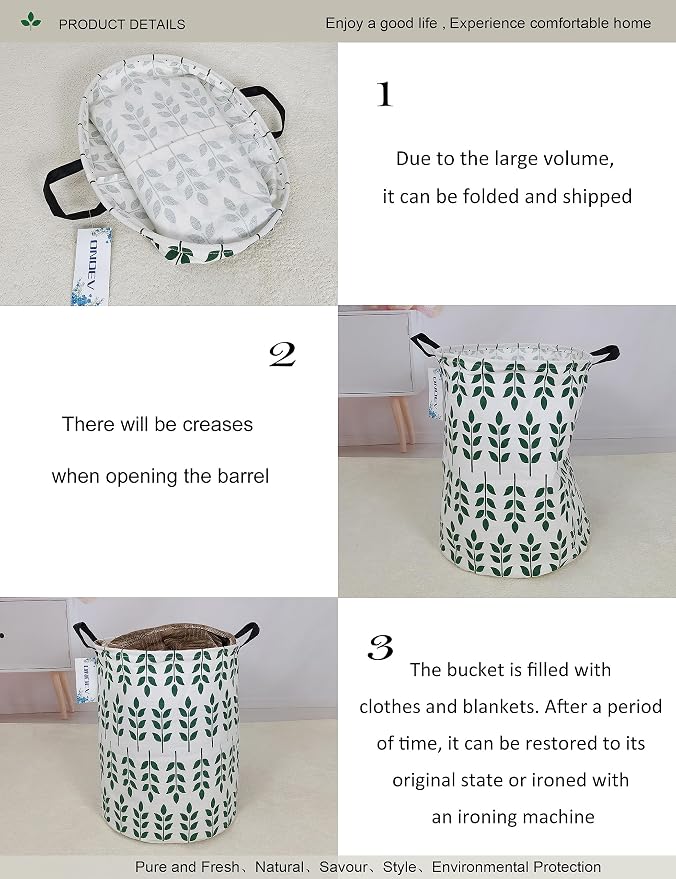 Round Leaf Laundry Hamper, Household Storage Bin