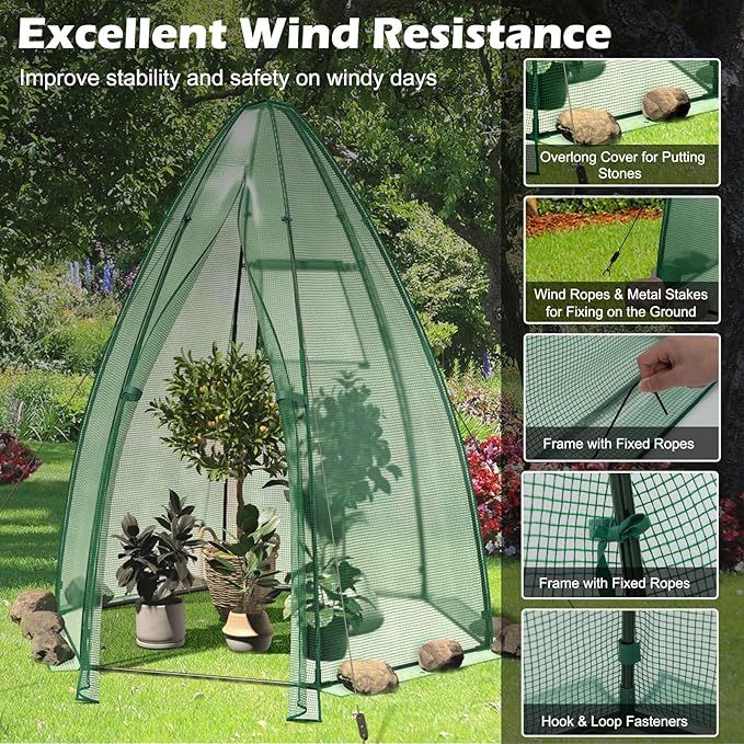 S AFSTAR Portable Mini Greenhouse, Garden Greenhouse W/ All-Weather PE Cover, Roll-up Door, Mesh Window, Outdoor Plant Green-House for Cold & Frost Protection, Garden Tent for Pot Plant