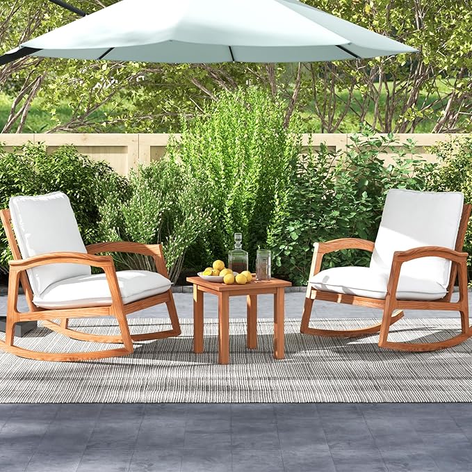 Giantex Hardwood Outdoor Side Table - All-Weather Patio Square End Table with Slatted Tabletop, Small Coffee Bistro Table for Outdoor, Indoor, Garden, Poolside and Balcony, Natural (1)