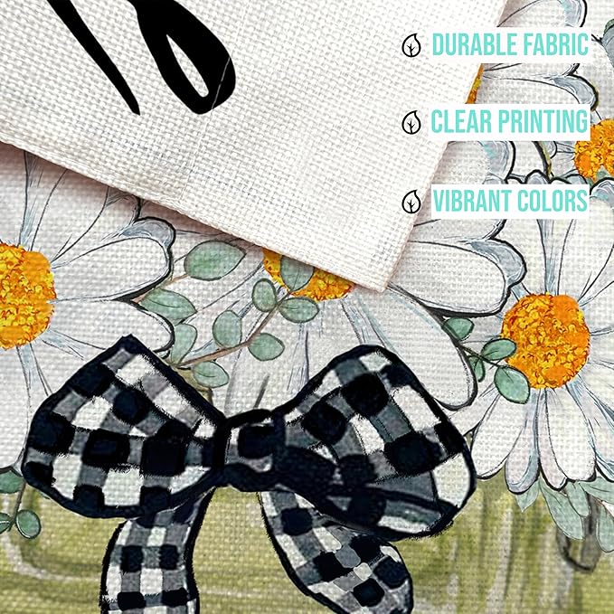 GEEORY Daisy Eucalyptus Truck Welcome Garden Flag 12x18 Inch, Double Sided Spring Summer Small Floral Flag, Farmhouse Rustic Outdoor Outside Yard Lawn Decoration