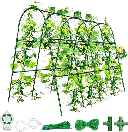 Cucumber Trellis for Raised Bed,U-Shape Garden Trellis for Climbing Plants Outdoor, Metal Arch Vegetables Trellis, Plant Support for Vine (Green, 63" Lx21.6 Wx47.2 H-Large)