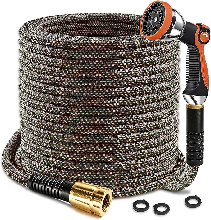 Garden Hose 25ft, Non-Expanding Lightweight Kink-Free Water Hose, Flexible Outdoor Hose with Aluminum Fittings, Abrasion Resistant & Easy to Store for Yard, Lawn, Car Washing, Watering