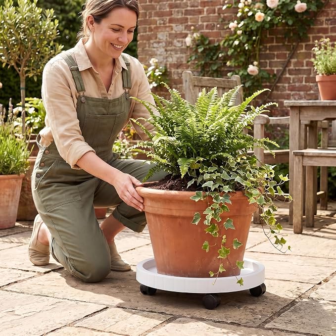 14 Inch Heavy Duty Plant Caddie with Wheels,Rolling Plant Stand Pot Trolley,Wheeled Planter Saucer Tray,Potted Flower Mover Dolly with Casters Round Coaster for Indoor Outdoor