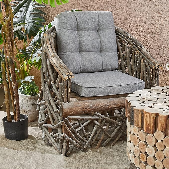 JMGBird Outdoor Chair Cushions Set - 19"x19" Deep Seat & Back Cushions, Water-Resistant Tufted Pillows for Patio Furniture