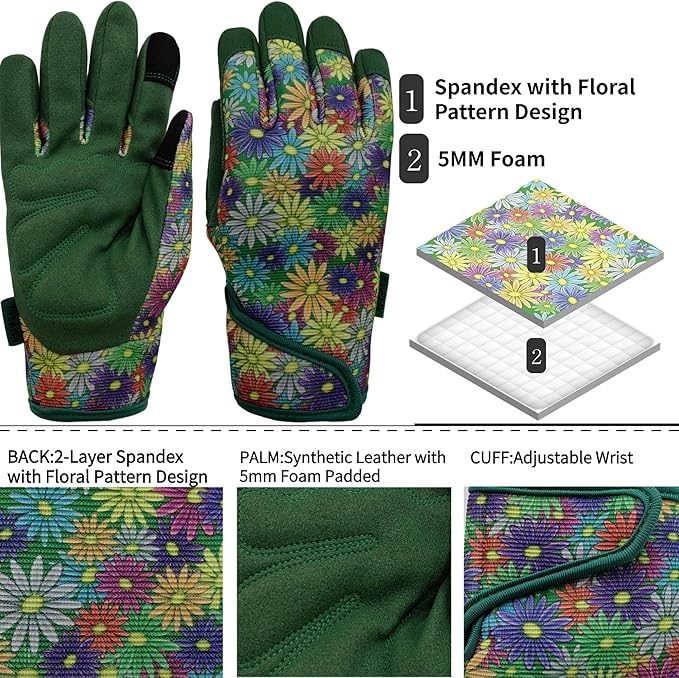 Thorn Proof&Puncture Resistant Gardening Gloves with Grip,Garden Glove for Women, Leather Yard Work Gifts