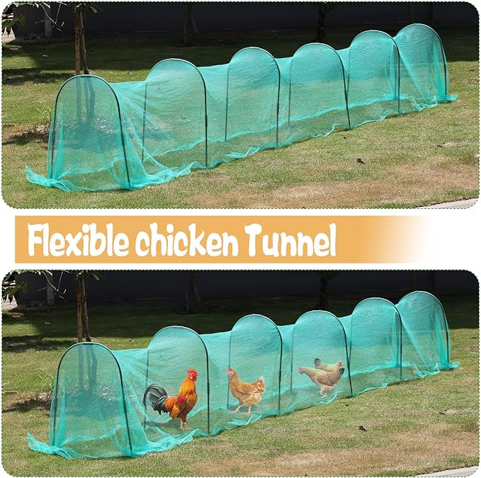 2.8 x 19.6 FT Portable Chicken Tunnel - Quick Install Yard Chicken Coop Run for Ducks, Rabbits & More