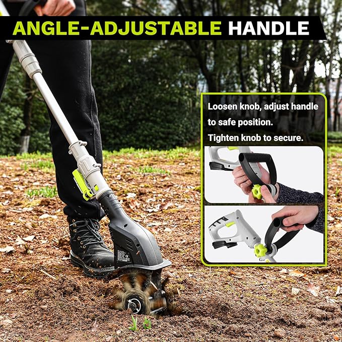 Cordless Electric Garden Tiller: DEKOPRO Power Cultivator for Effortless Soil Cultivation in Flower Beds, Vegetable Gardens, Lawns-Lightweight Lawn Yard Garden Tiller