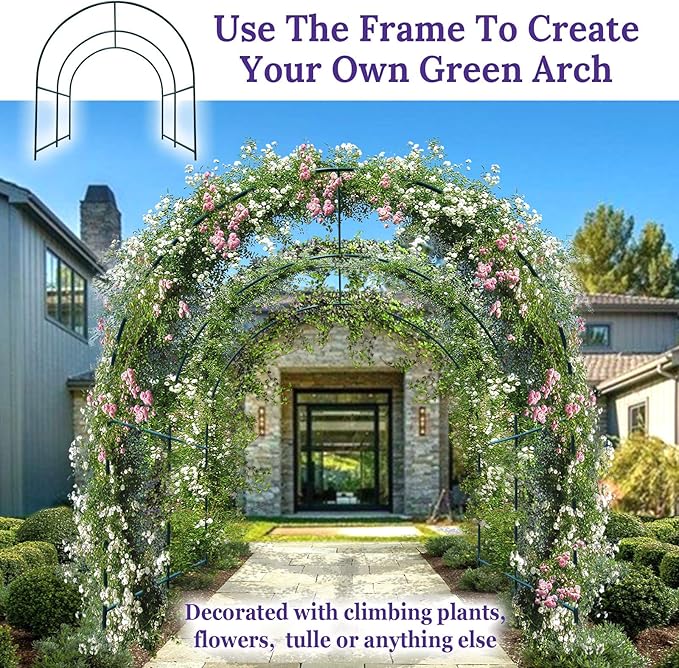 Strong Camel Steel Garden Arch Multi-Size Wedding Garden Bridal Party Decoration Arbor (9.8'x 7' x 7.2')
