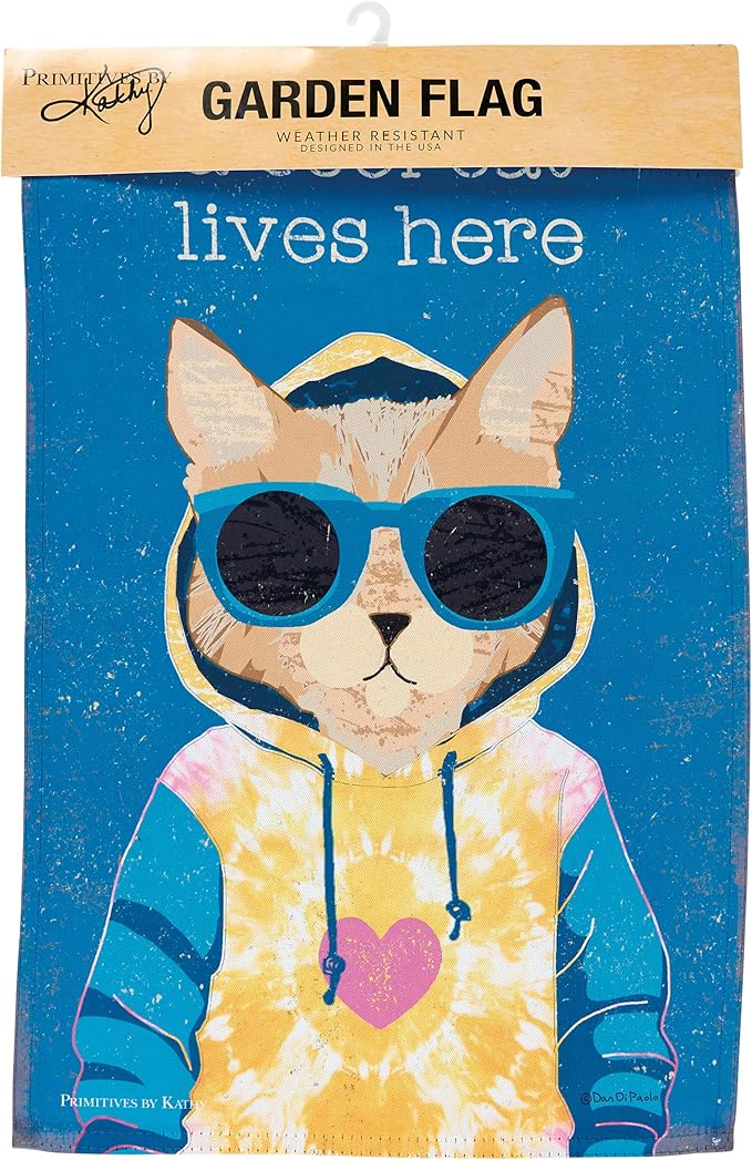 Primitives by Kathy Decorative Double-Sided Garden Flag - A Cool Cat Lives Here