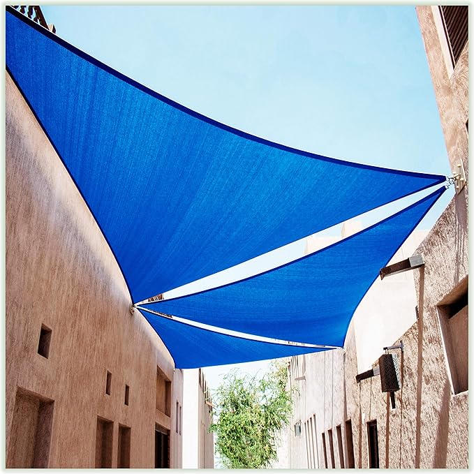ColourTree CTAPRT16 Custom Size Order to Make 10' x 19' x 21.5' Blue Right Triangle Sun Shade Sail Canopy Mesh Fabric UV Block UPF50 - Commercial Heavy Duty - 190 GSM - 3 Years Warranty
