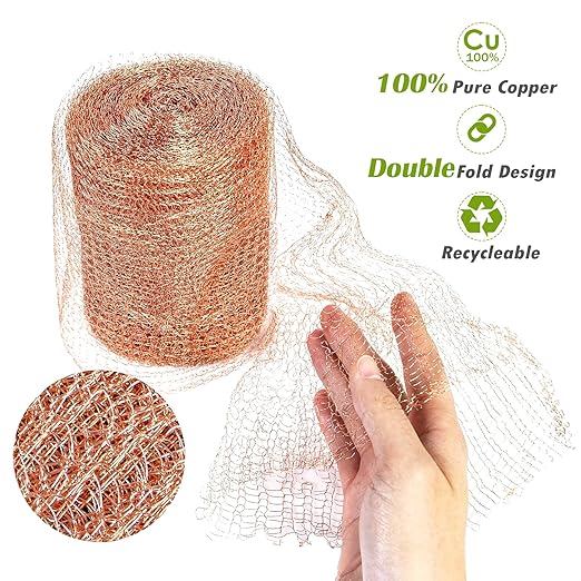 Copper Mesh Rodent Control Copper Wool for Slugs Mice Pest Snail Bird Control 4" x 50 in Copper Wire for Weep Hole Covers Rodent Mesh