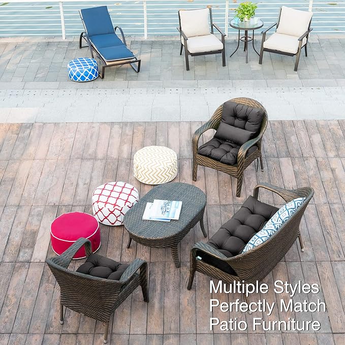 QILLOWAY Outdoor Chair Cushion for Patio Furniture, Waterproof Patio Cushions Set of 2 with Ties, Fade Resistant Replacement Pads for Outdoor Rocking Chairs,Dark Grey
