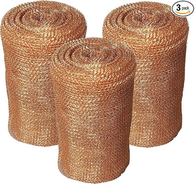 AWF PRO 4" x 20' Copper Mesh for Pest, Mice and Rodent Control, Pack of 3 – Rust and Bacteria Resistant, Perfect for Homes, Gardens and Decor