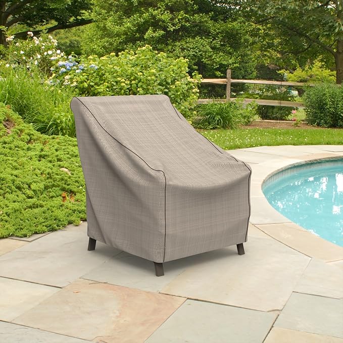 Budge P1A02PM1 English Garden Patio Chair Cover Heavy Duty and Waterproof, Extra Small, Tan Tweed