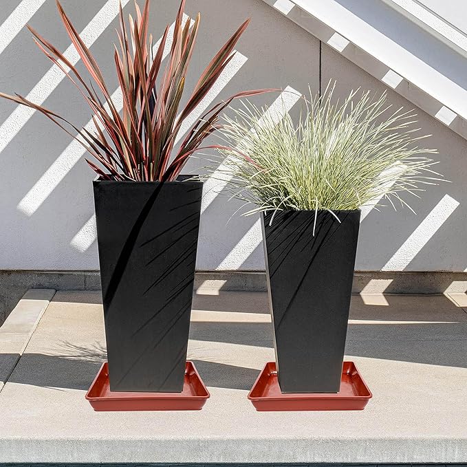 LWALRS 5 Pack Square Plant Saucer 12 Inch, Saucer for Plant Pots, Plastic Plant Water Dray Tray, Flower Pot Saucers, Square Planters for Indoors and Outdoors Plants.