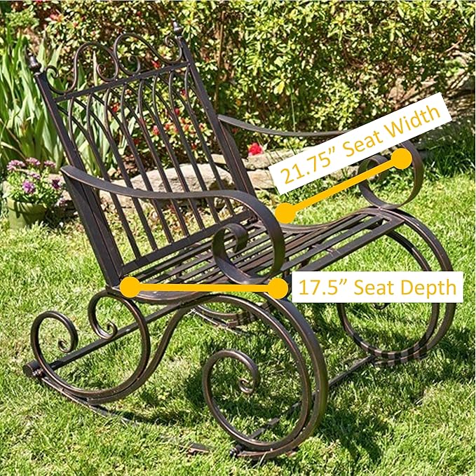 Zaer Ltd. Outdoor Metal Rocking Arm Chair (Arm Chair, Antique White)