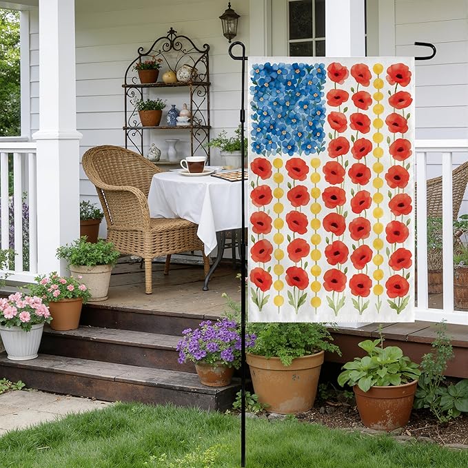 Memorial Day Decorations - Spring Garden Flag for Easter Summer | 12x18 Inch Double Sided Patriotic American Flag for Outdoor Outside Yard 250th America Anniversary USA Celebration 4th of July Decor