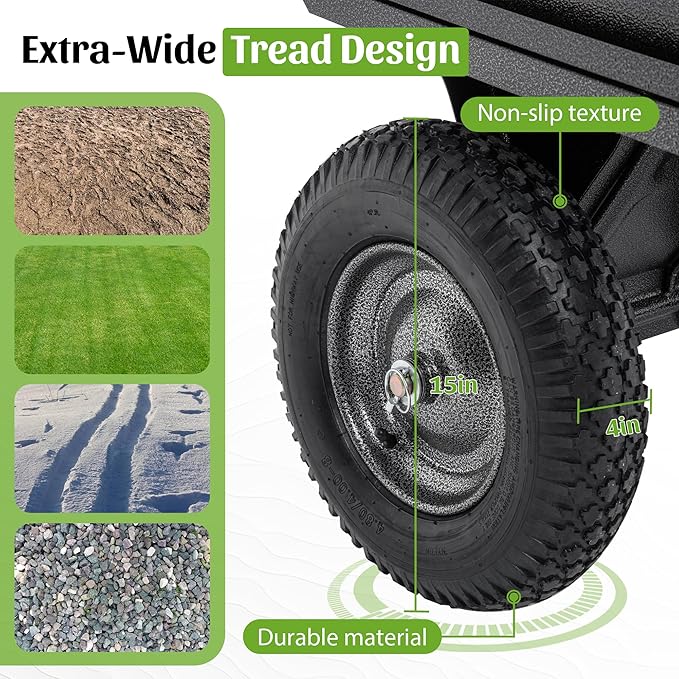 600LBS Heavy Duty Steel Dump Cart Trailer, 17 Cu.Ft. Tow Behind Hauling & Dumping Wagon for ATV, Lawn Tractor with 16" Pneumatic Tires & Rust Resistant Finish