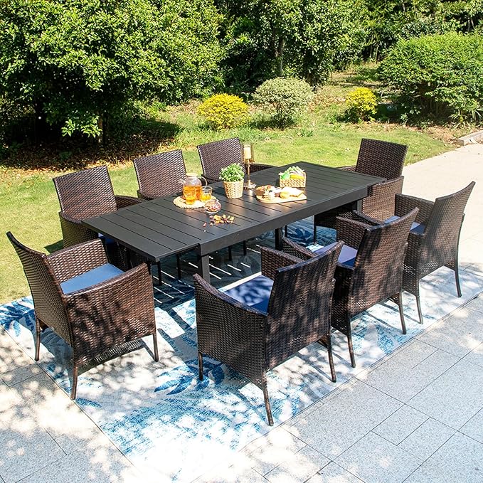 Sophia & William Wicker Patio Chairs Set of 2, 2 Pcs All-Weather Rattan Outdoor Dining Chairs with Seat Cushions