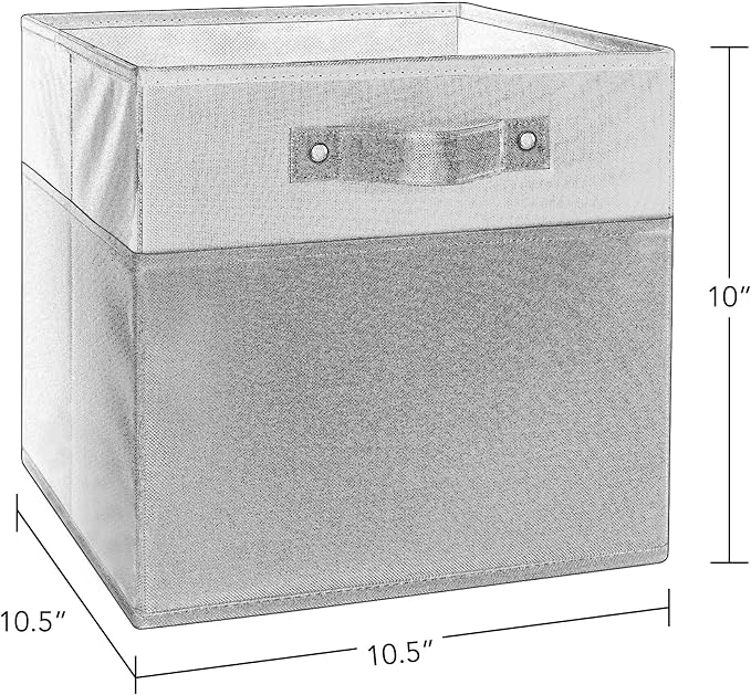 RiverRidge Two-Tone Folding Storage Bins - 2-pack of 10in Tall Taupe Cubes