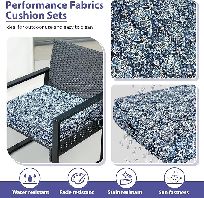 IPYNBAP Outdoor Chair Cushions Set of 4,Waterproof Outdoor Seat Cushions for Patio Furniture,Patio Chair Cushion with Handle and Ties, Out Door Chair Pads,19" x 19" x 3", Green Paisley