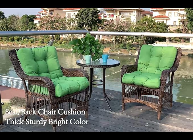 QILLOWAY Outdoor Chair Cushion for Patio Furniture, Waterproof Patio Cushions with Ties, Fade Resistant Replacement Pads for Outdoor Rocking Chairs,Green