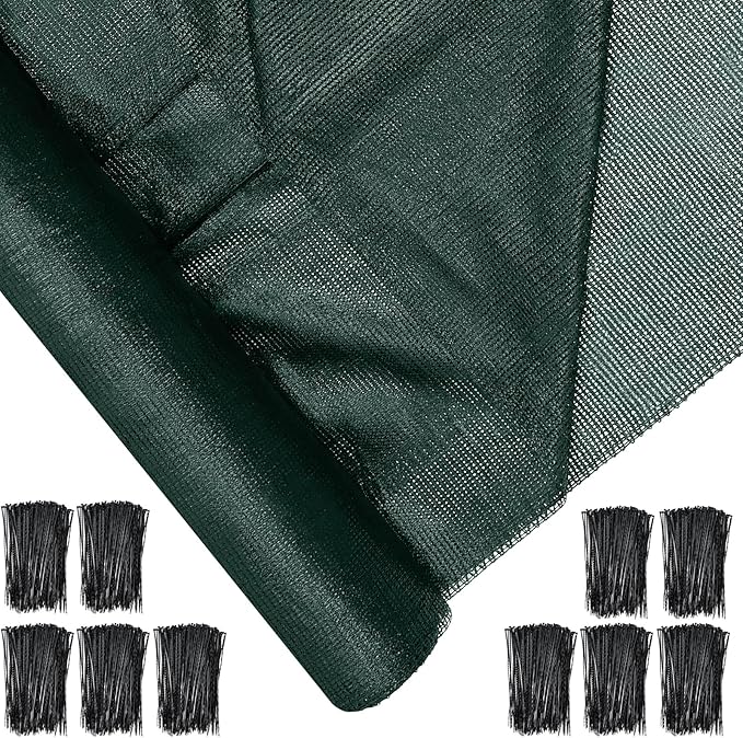 6 x 50 ft Green Shade Cloth Roll for Covering Garden 90% Mesh UV Resistant Net with Ties for Patio Outdoor Greenhouse Fence Flower Plant Cover Canopy
