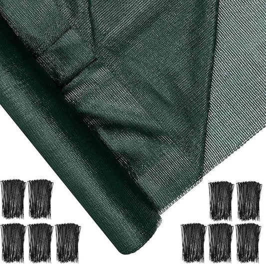 6 x 50 ft Green Shade Cloth Roll for Covering Garden 90% Mesh UV Resistant Net with Ties for Patio Outdoor Greenhouse Fence Flower Plant Cover Canopy