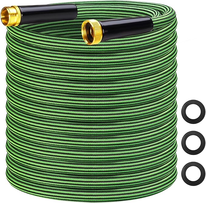 Garden Hose 50 ft Flexible Non-Expandable Water Hose Kink-Free Ultra Lightweight Leak-Proof Durable Portable Wear-Resistant Hoses Pipe with 3/4" Brass Fittings for Outdoor Yard Lawn Car Wash