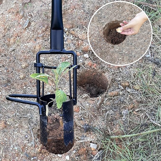 Bulb Planter Tool Long Handle Bulb Planting Tool with Serrated Base Proplugger Garden Hole Digger for Plants Flower Seedling Transplanter Bulb Planters for Iris, Daffodils,Tulip Planter