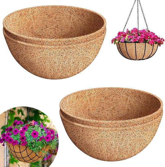 Riare 4 Pack 20 Inch Round Coco Liners Replacement, 100% Natural Coconut Coir Liners for Hanging Baskets, Garden Flower Vegetables Planter Pot, Window Box, Fence, Decks
