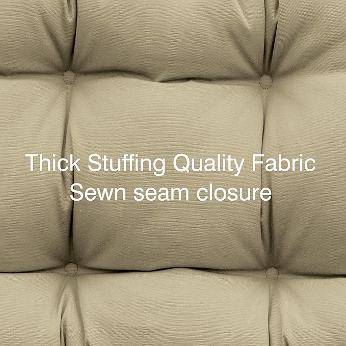 QILLOWAY Outdoor Chair Cushion for Patio Furniture, Waterproof Patio Cushions with Ties, Fade Resistant Replacement Pads for Outdoor Rocking Chairs,Beige