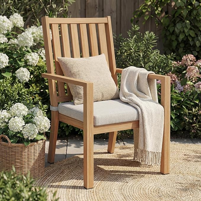 RoyalCraft Aluminum Outdoor Patio Chairs Set of 6, Outdoor Chairs with Waterproof Cushions, Outdoor Dining Chairs with Armrests, Metal Patio Furniture Set for Porch, Balcony, Deck, Backyard, Brown