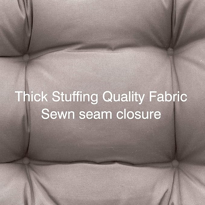 QILLOWAY Outdoor Chair Cushion for Patio Furniture, Waterproof Patio Cushions with Ties, Fade Resistant Replacement Pads for Outdoor Rocking Chairs,Tan,Grey