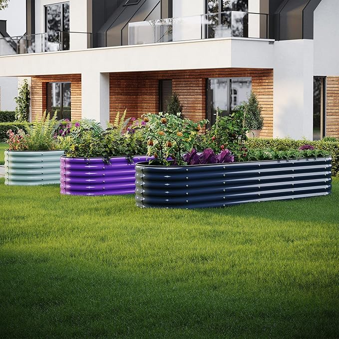 ZFHgarden Galvanized Metal Planter Raised Garden Bed Kit for Gardening Outdoor，8x2x1ft Planter Grow Garden Box Raised Flower Bed，Long Vegetable Clearance Herb Raised Garden Beds for Gardening