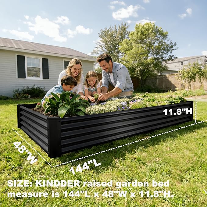 8x4x1ft(2 Pack) Raised Garden Bed Kit, Galvanized Planter Garden Boxes Outdoor, Metal Raised Garden Beds for Vegetables,Fruits, Flower,Black