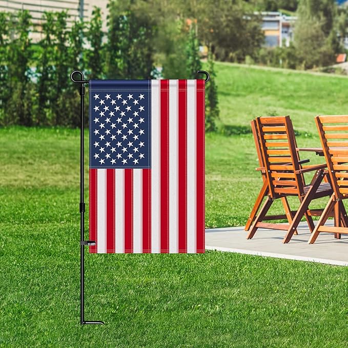 HOOSUN 4th of July Decorations,American Garden Flag for Garden Flag Stand,12x18 Inch Small American Flags for Outside With Embroidered Stars,Fourth of July Flags Patriotic Memorial Day Decorations