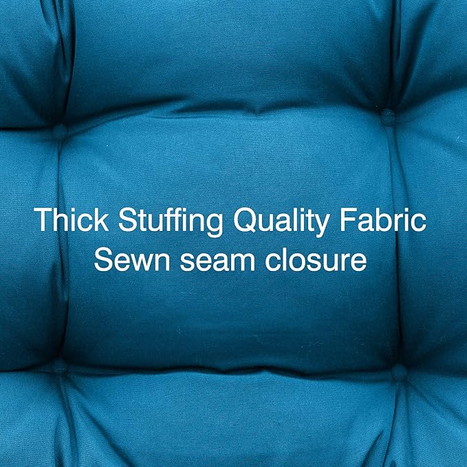 QILLOWAY Outdoor Chair Cushion for Patio Furniture, Waterproof Patio Cushions Set of 4 with Ties, Fade Resistant Replacement Pads for Outdoor Rocking Chairs,Peacock Blue