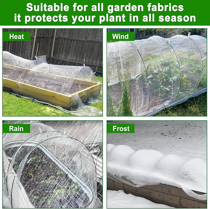 FOTMISHU Garden Hoops for Raised Beds Row Cover,5 Sets 7ft Grow Tunnel,Rust-Free Fiberglass Greenhouse Support Hoops Frame for Garden Mesh Netting, Outdoors Plant Growth -24PCS