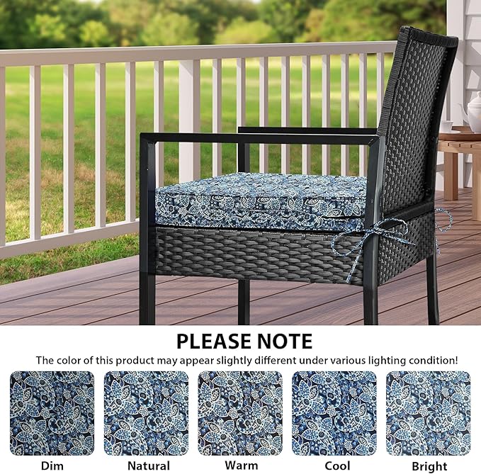 IPYNBAP Outdoor Chair Cushions Set of 4,Waterproof Outdoor Seat Cushions for Patio Furniture,Patio Chair Cushion with Handle and Ties, Out Door Chair Pads,18.5" x 16" x 3", Green Paisley