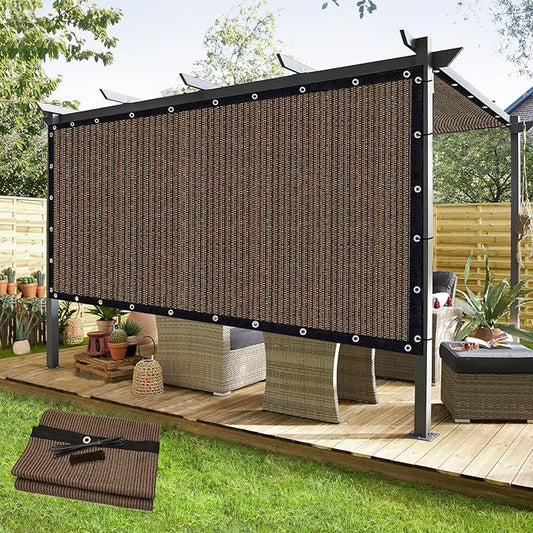 KANAGAWA 90% Sun Shade Cloth 4'X6' Custom Sizes Outdoor Porch Pergola Shade Cover Canopy with Grommets UV Block Privacy Screen for Patio Garden Mocha