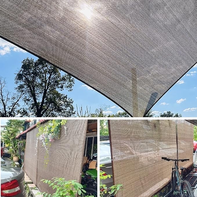 Fence Privacy Screen Balcony Sun Shade Cloth 6'6"x9'9" 80% Shade Fabric Outdoor Patio Screens Apartments Railing Cover UV Protection for Backyard Garden Porch Deck (6'6"x6'6", Coffee)