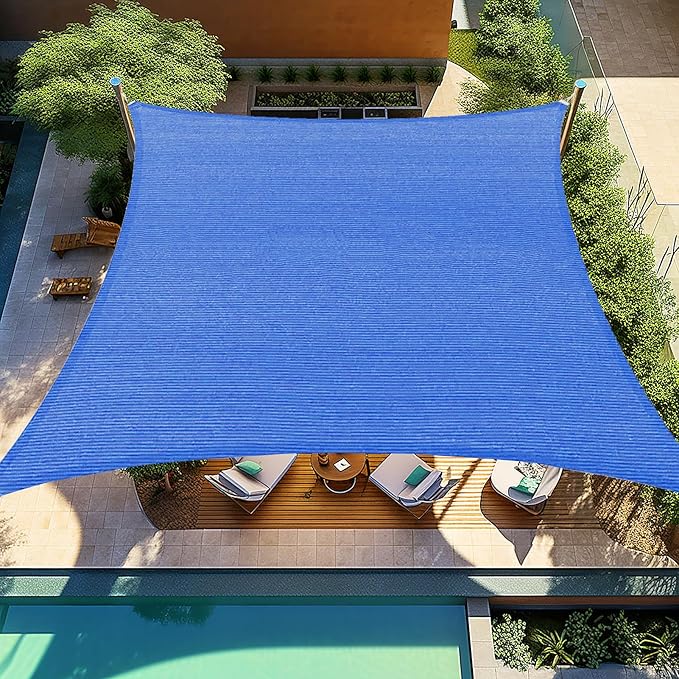 Shade&Beyond Sun Shade Sail 8'X12' Permeable Canopy Blue for Patio Garden Yard Deck Pergola (We Make Custom Size)